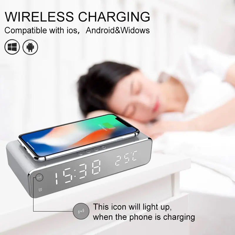 LED Alarm Clock Wireless Charger