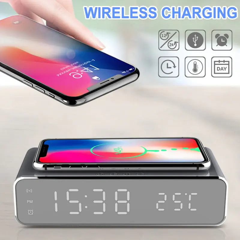 LED Alarm Clock Wireless Charger