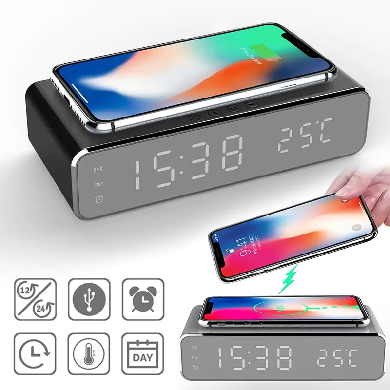 LED Alarm Clock Wireless Charger